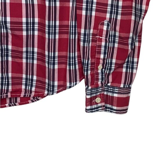 Zara Man Men's Sz Sm Red Plaid Long Sleeve Casual Button-Up Western Style Shirt - Picture 4 of 7